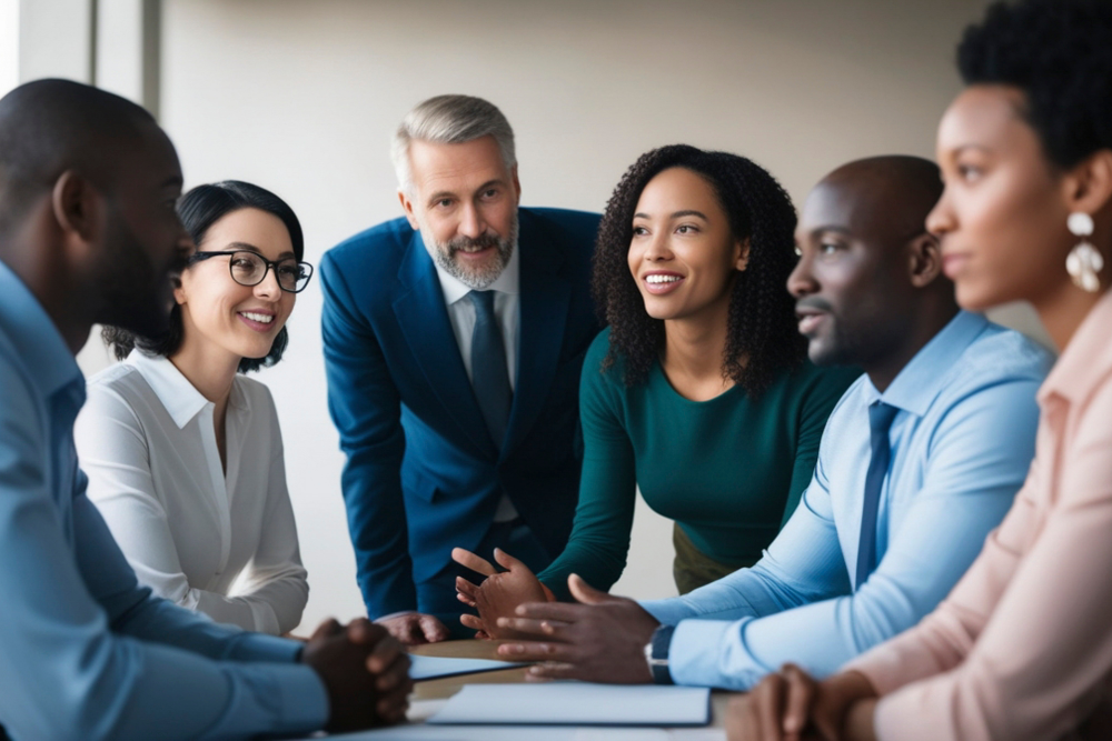 Leadership figure standing out from a group